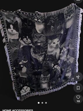 Source Unknown Black & White Cat Tapestry Throw